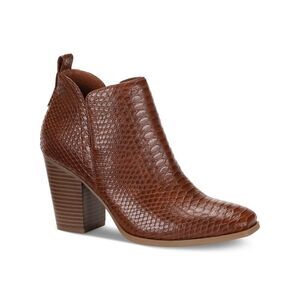 SUN STONE Womens Brown Snake Cut Out Pollyy Almond Toe Block Heel Boots 10 M